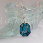 Aqua Gem Gemstone Plastic Canvas Pendant Necklace