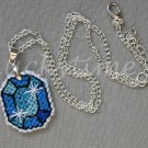 Royal Baby Blue gem gemstone Plastic Canvas pendant chain necklace