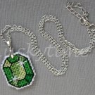 Lime Green gem gemstone Plastic Canvas chain necklace pendant