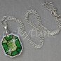 Lime Green gem gemstone Plastic Canvas chain necklace pendant