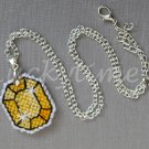 Lemon Yellow gem gemstone Plastic Canvas chain necklace pendant Lemon Yellow gem gemstone Plastic Canvas chain necklace pendant