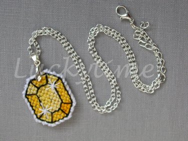 Lemon Yellow gem gemstone Plastic Canvas chain necklace pendant