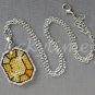 Lemon Yellow gem gemstone Plastic Canvas chain necklace pendant