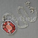 Peach Apricot gem gemstone Plastic Canvas necklace chain pendant