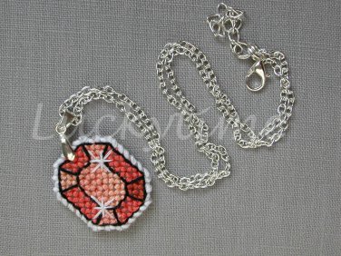 Peach Apricot gem gemstone Plastic Canvas necklace chain pendant