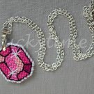 Hot Pink gem gemstone Plastic Canvas pendant chain necklace