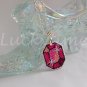 Hot Pink gem gemstone Plastic Canvas pendant chain necklace