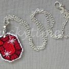 Crimson Red gem gemstone Plastic Canvas pendant chain necklace Crimson Red gem gemstone Plastic Canvas pendant chain necklace