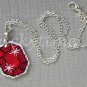 Crimson Red gem gemstone Plastic Canvas pendant chain necklace
