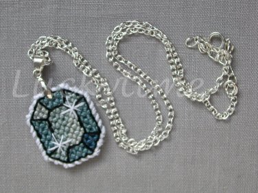 Smoky Grey gem gemstone Plastic Canvas pendant chain necklace