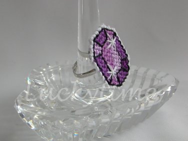 Royal Purple gemstone Plastic Canvas gem adjustable ring
