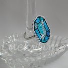 Aqua gemstone Plastic Canvas gem adjustable ring