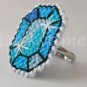 Aqua gemstone Plastic Canvas gem adjustable ring