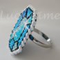 Aqua gemstone Plastic Canvas gem adjustable ring