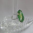 Lime Green gemstone Plastic Canvas gem adjustable ring