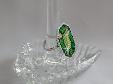 Lime Green gemstone Plastic Canvas gem adjustable ring