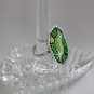 Lime Green gemstone Plastic Canvas gem adjustable ring