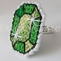 Lime Green gemstone Plastic Canvas gem adjustable ring