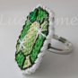 Lime Green gemstone Plastic Canvas gem adjustable ring