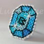 Lime Green gemstone Plastic Canvas gem adjustable ring