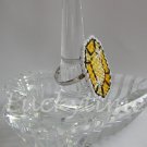 Lemon Yellow gemstone Plastic Canvas gem adjustable ring
