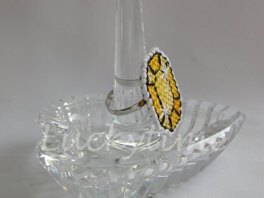 Lemon Yellow gemstone Plastic Canvas gem adjustable ring