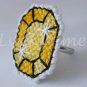 Lemon Yellow gemstone Plastic Canvas gem adjustable ring