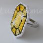 Lemon Yellow gemstone Plastic Canvas gem adjustable ring