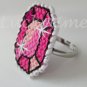 Hot Pink gemstone Plastic Canvas gem adjustable ring