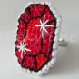 Crimson Red gemstone Plastic Canvas gem adjustable ring