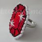 Crimson Red gemstone Plastic Canvas gem adjustable ring