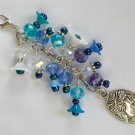 Cameo Zipper Purse Charm aqua blue flower crystal bead Cameo Zipper Purse Charm aqua blue flower crystal bead