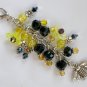 Bumble Bee Zipper Purse Charm yellow flower black bead