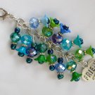 Friend BFF Zipper Purse Charm blue green flower bead cha cha Friend BFF Zipper Purse Charm blue green flower bead cha cha