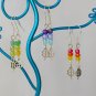 Mini four leaf cover charm ombre blue green red bead earrings lot