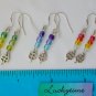 Mini four leaf cover charm ombre blue green red bead earrings lot