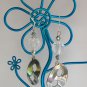 Silver mask mardi gras charm metallic crystal bead earrings