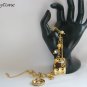 Baking chef pan crystal bead gold charm Bracelet Earrings Set