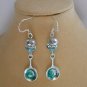 Frying pan chef aqua blue crystal bead charm bracelet earrings set