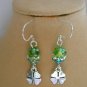 Four leaf clover green crystal bead charm Bracelet Earrings Set