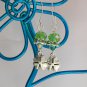 Four leaf clover green crystal bead charm Bracelet Earrings Set
