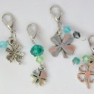 Four Leaf Clover Zipper Purse Charm green blue crystal bead Lot of 4 Four Leaf Clover Zipper Purse Charm green blue crystal bead Lot of 4