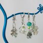Four Leaf Clover Zipper Purse Charm green blue crystal bead Lot of 4