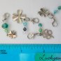 Four Leaf Clover Zipper Purse Charm green blue crystal bead Lot of 4