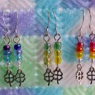 Mini four leaf cover charm ombre blue green red bead earrings lot Mini four leaf cover charm ombre blue green red bead earrings lot