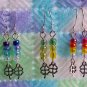 Mini four leaf cover charm ombre blue green red bead earrings lot