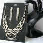 Clear rhinestone crystal swag princess necklace and earrings set NWT