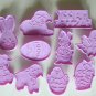 Wilton Easter Treats plastic cookie cutter set bunny lamb chick canister lot