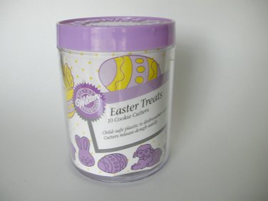 Wilton Easter Treats plastic cookie cutter set bunny lamb chick canister lot