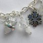 Silver snowflake charm clear crystal bead Bracelet Earrings Set